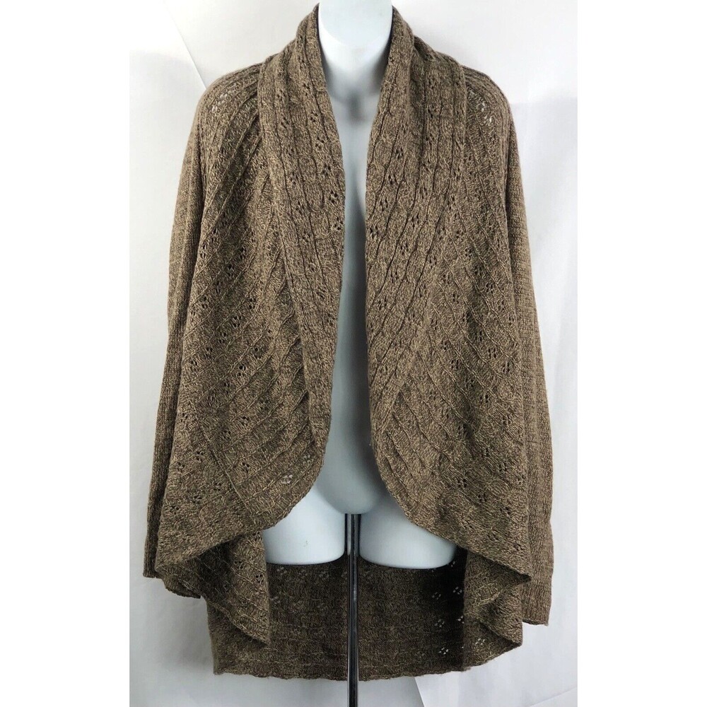 Cardigan Chunky Sweater L Open Front Shawl Collar Grunge Boho Cottage Hippie